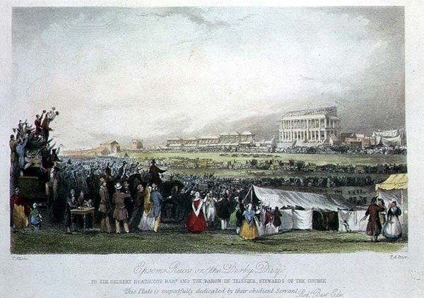 Carreras de Epsom en el día del Derby de Thomas Allom