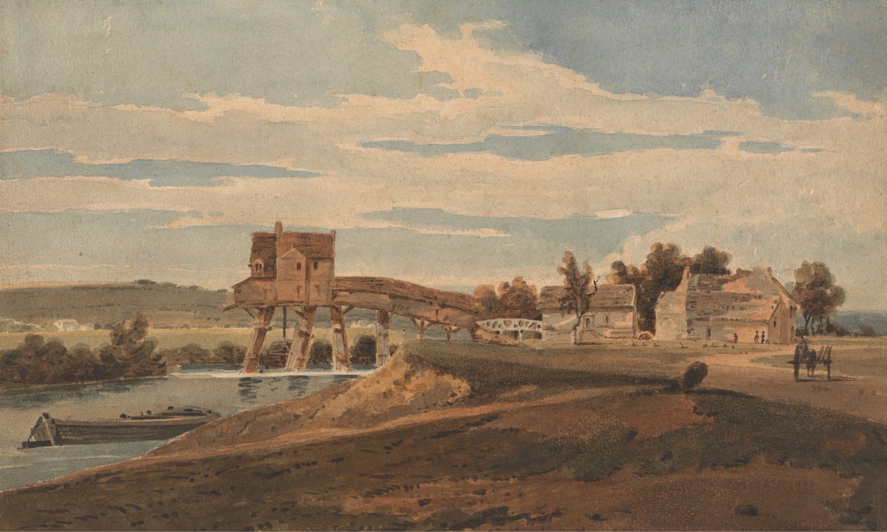 El molino de agua sobre el puente en Charenton de Thomas after Girtin