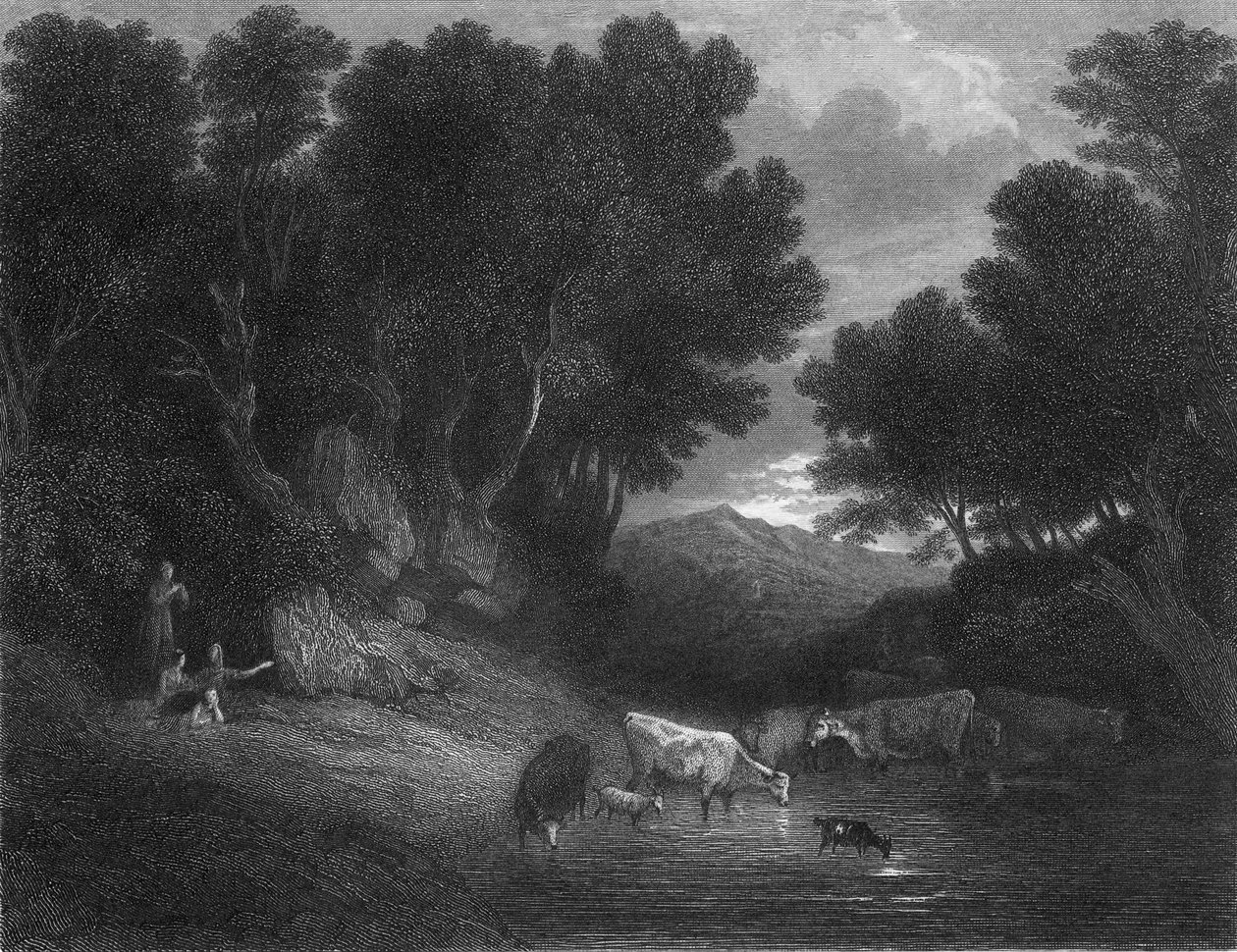 El abrevadero (grabado) de Thomas (after) Gainsborough