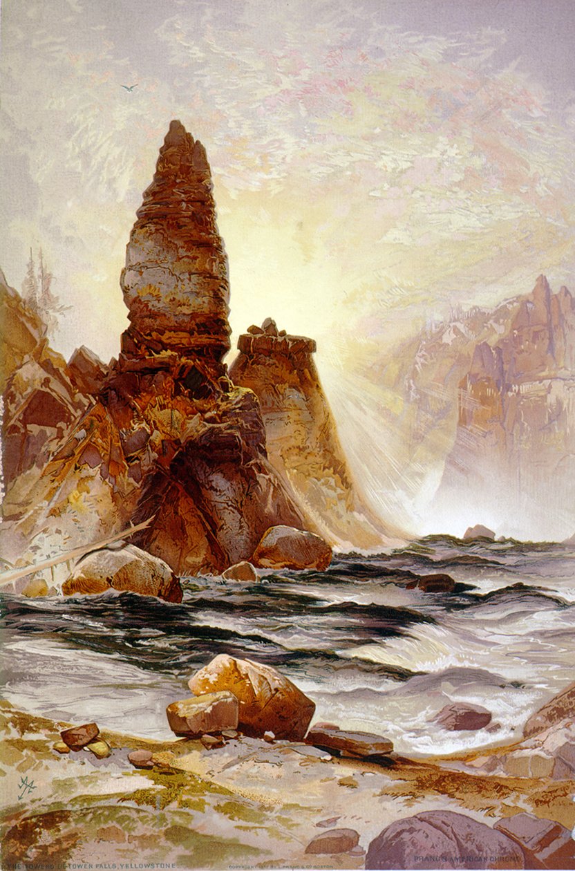 La Torre de Tower Falls, Yellowstone". de Thomas (after) Moran
