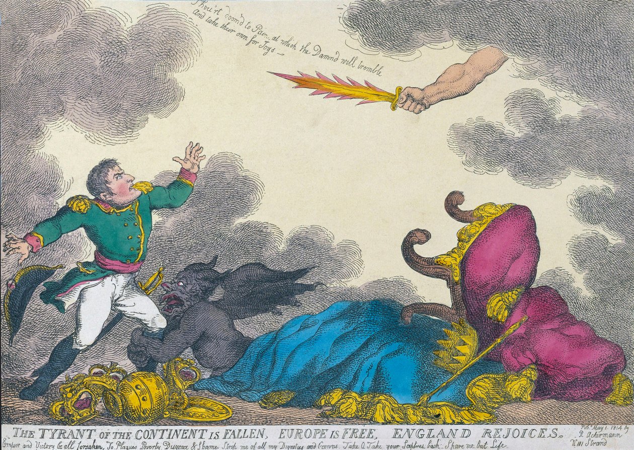 Caricatura que celebra la abdicación de Napoleón en 1814 de Thomas (after) Rowlandson