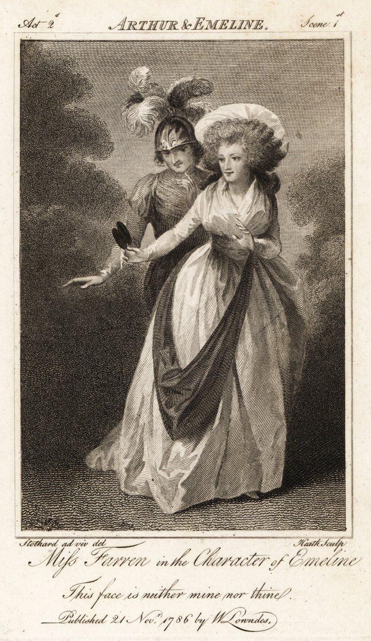 Miss Elizabeth Farren en el personaje de Emeline en Arthur y Emeline de John Dryden de Thomas (after) Stothard