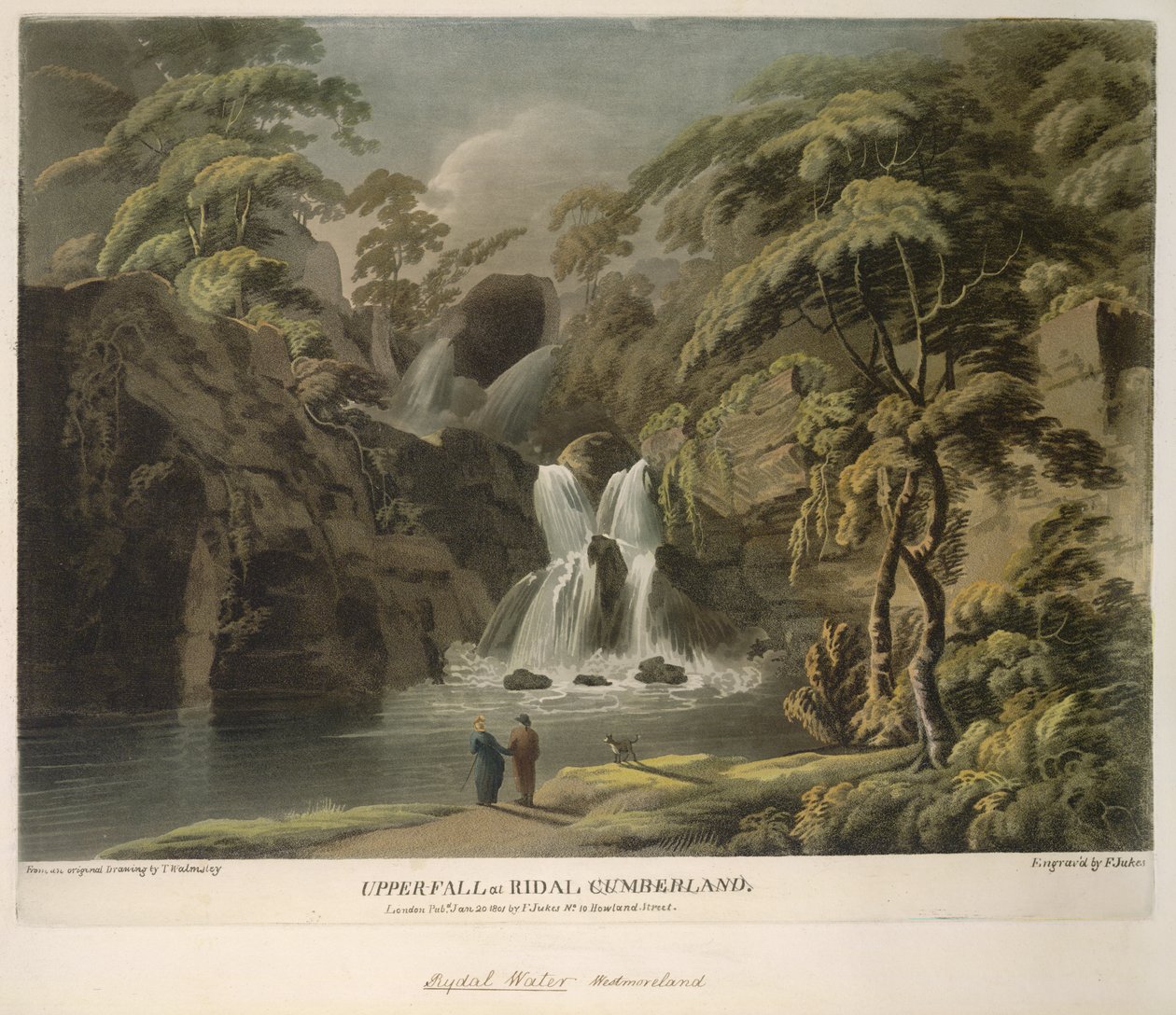 Upper Fall en Ridal, Cumberland, grabado por F. Jukes de Thomas (after) Walmsley