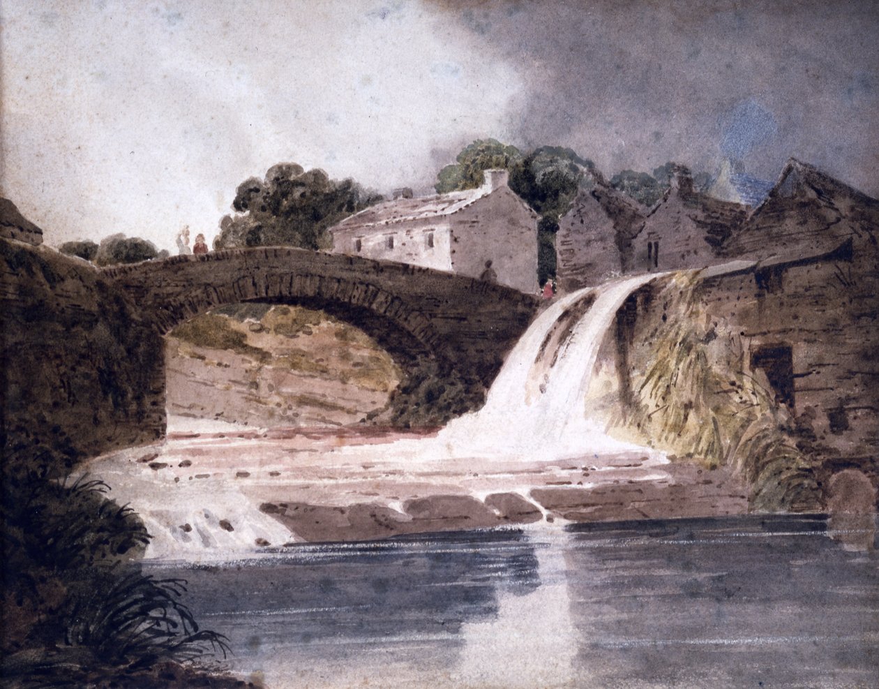 Puente y cascada, c.1800-30 (acuarela) de Thomas (attr. to) Girtin