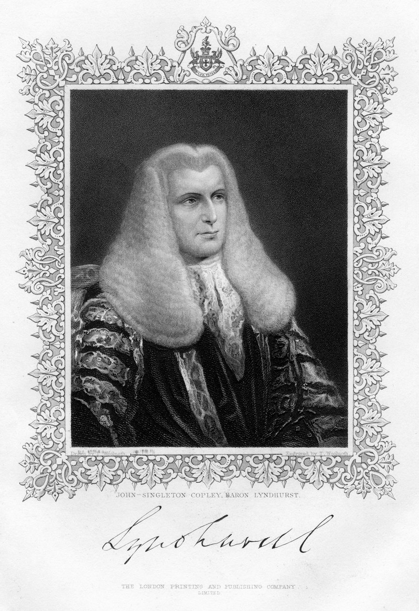 John Singleton Copley 1738-1815, Lord Canciller británico y político, siglo XIX de Thomas A. Woolnoth