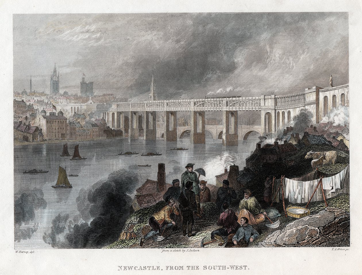 Puente de Alto Nivel sobre el Tyne en Newcastle, 1849 de Thomas Abiel Prior