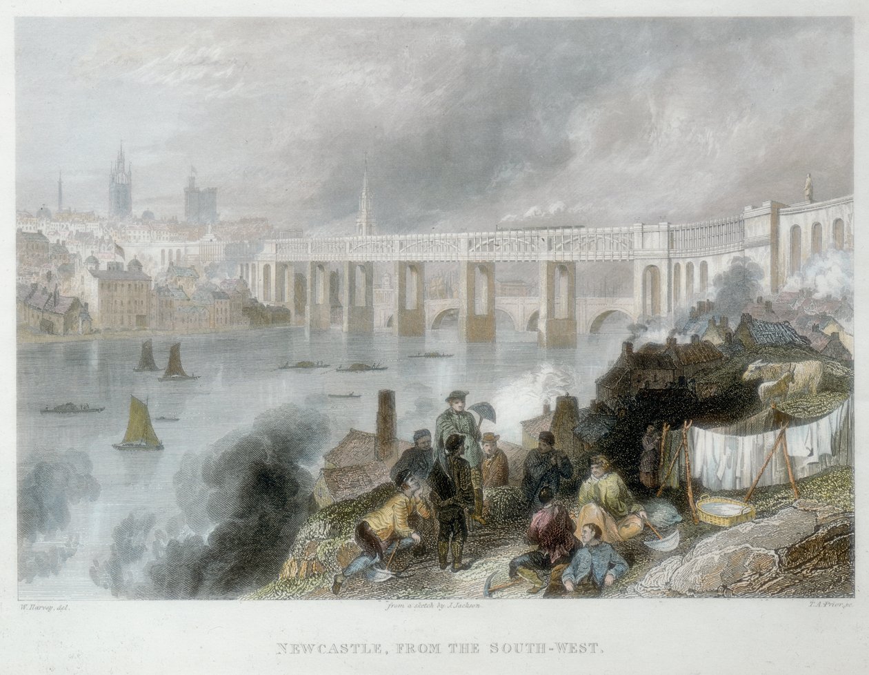 Newcastle-upon-Tyne desde el suroeste, c. 1850 de Thomas Abiel Prior