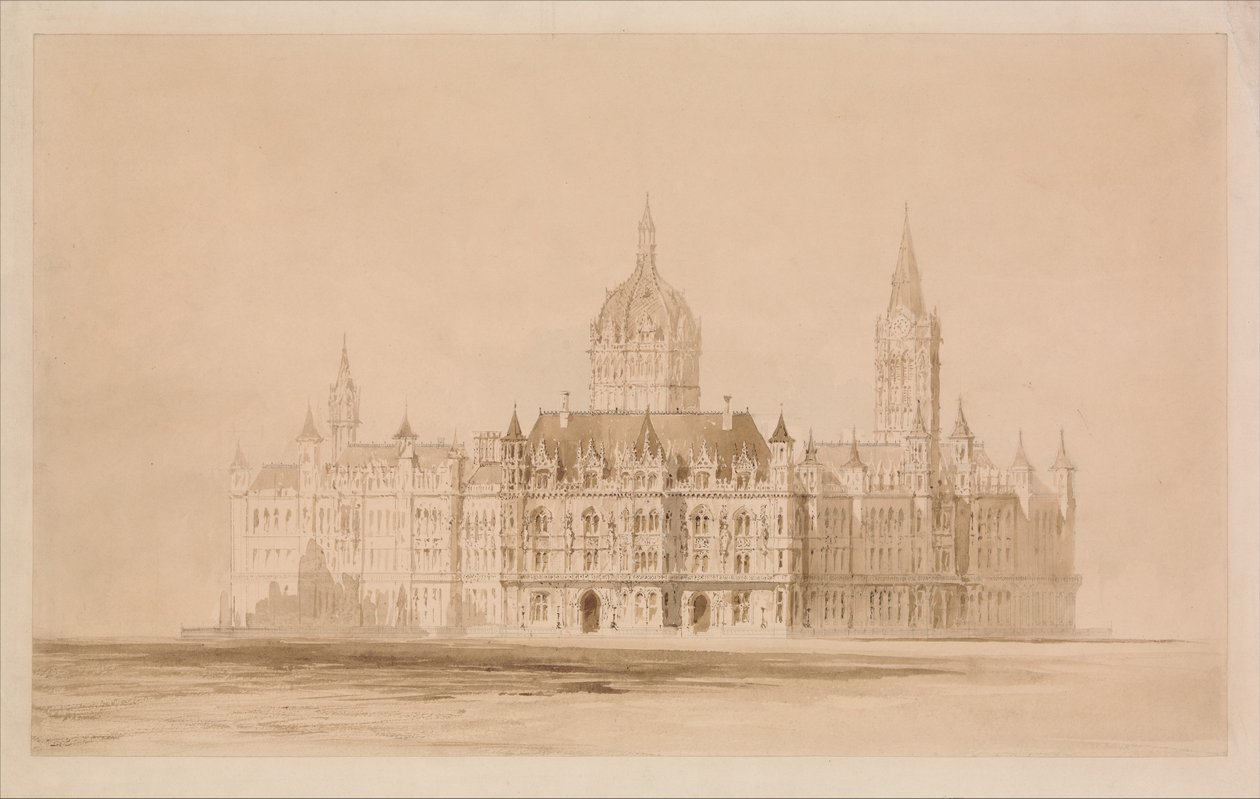 Proyecto para el concurso del ayuntamiento de Mánchester de Thomas Allom