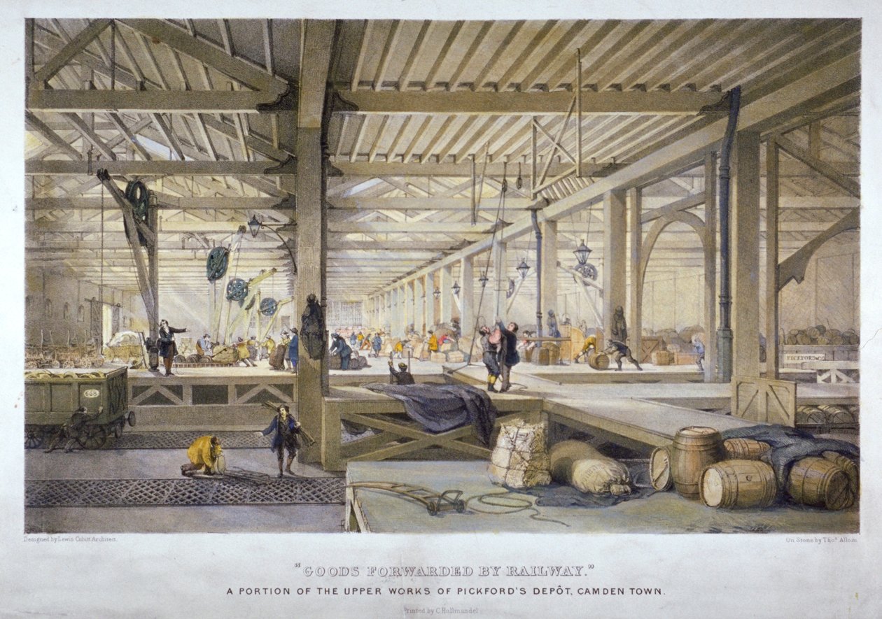 Mercancías transportadas por ferrocarril, siglo XIX de Thomas Allom