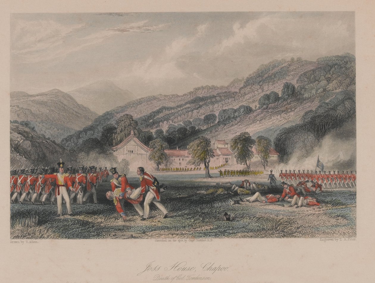 Casa Joss, Chapoo, Muerte del Coronel Tomlinson, 1842 de Thomas Allom