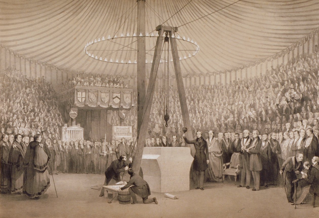 El Príncipe Alberto colocando la primera piedra del nuevo Royal Exchange, Londres, 17 de enero de 1842 de Thomas Allom
