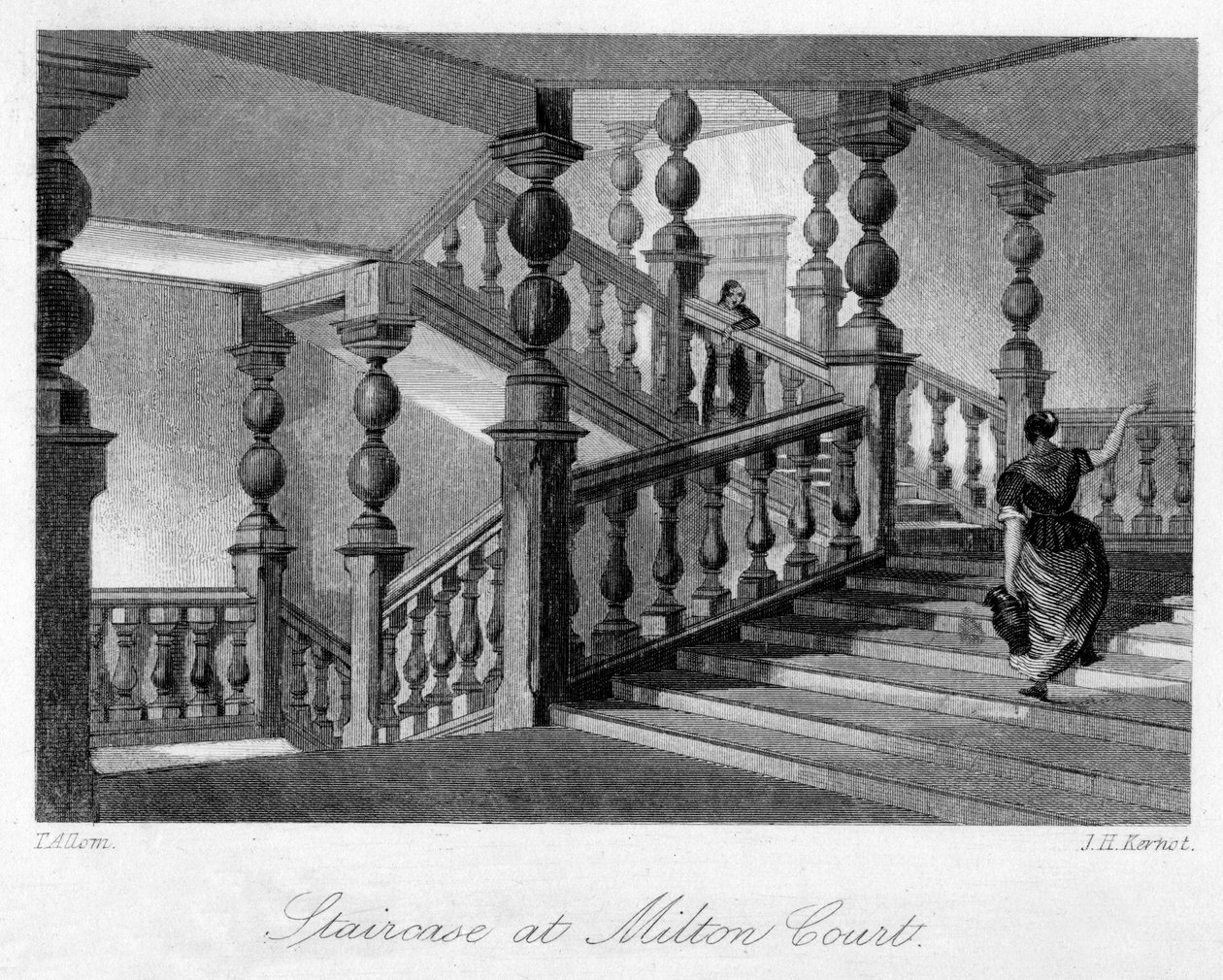 Escalera en Milton Court, cerca de Dorking, Surrey, siglo XIX de Thomas Allom