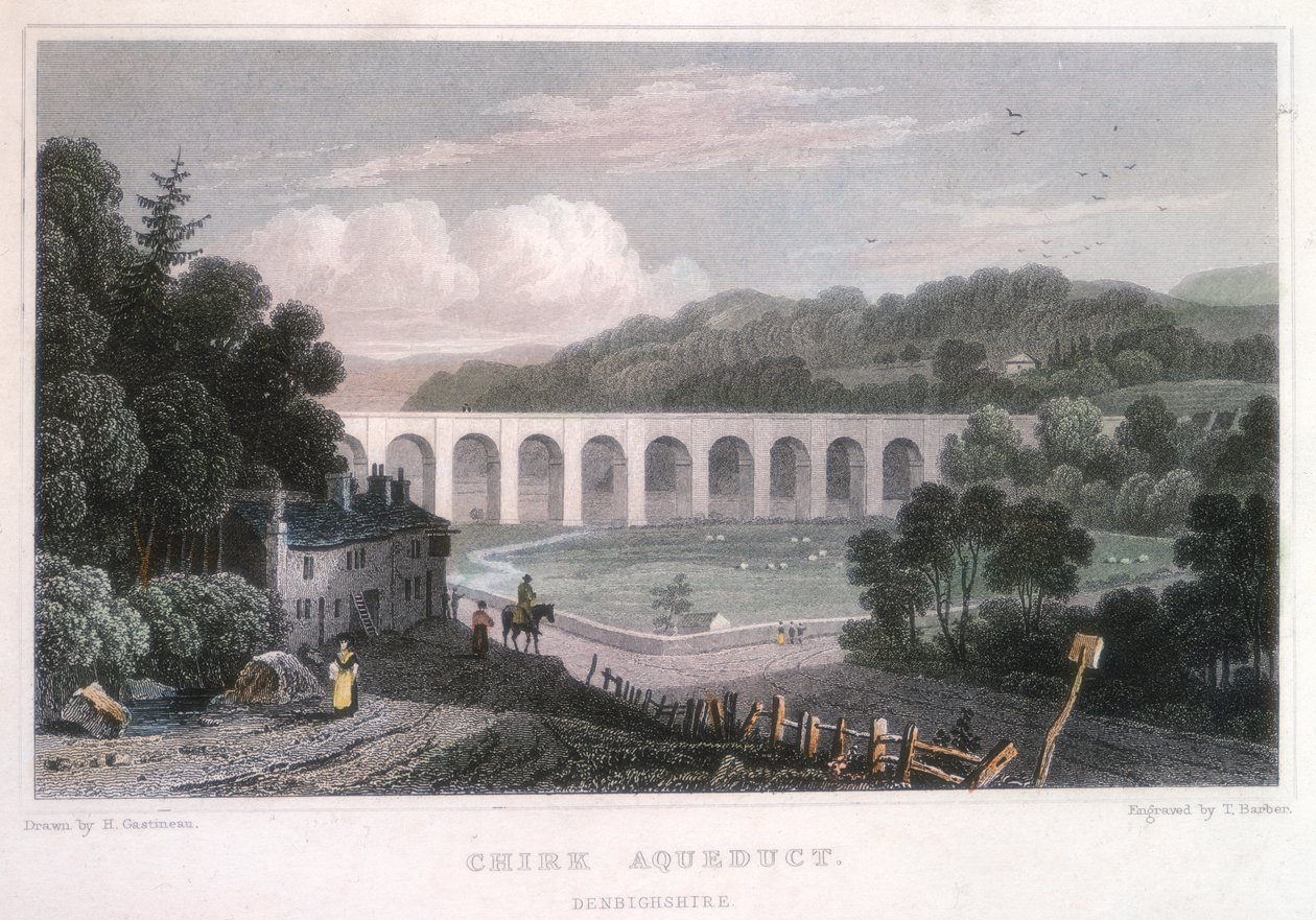 Acueducto de Chirk en el canal de Ellesmere, c1829 de Thomas Barber