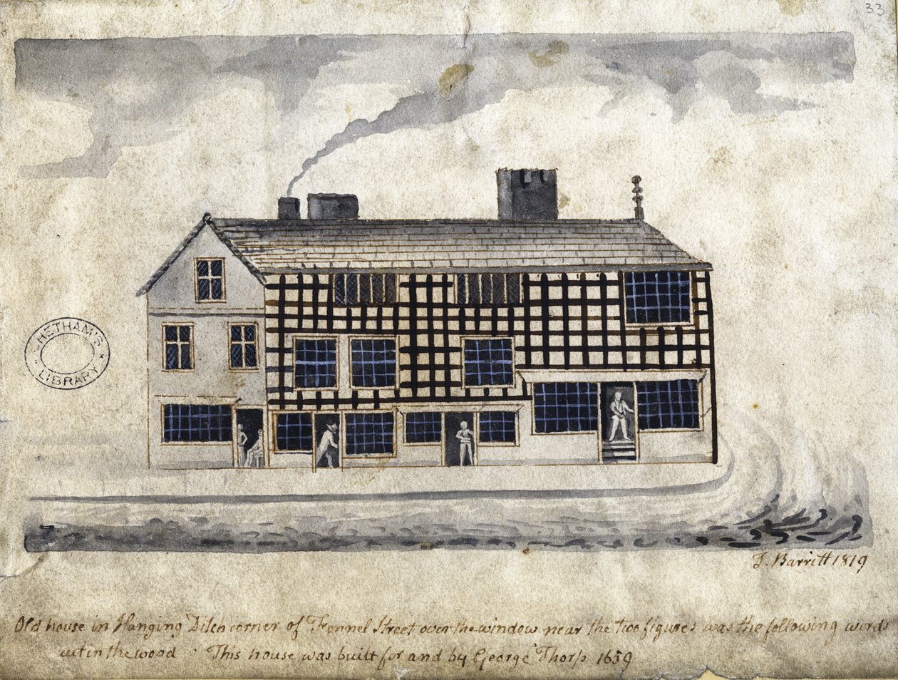 Casa Antigua en Hanging Ditch, Manchester, 1819 de Thomas Barritt