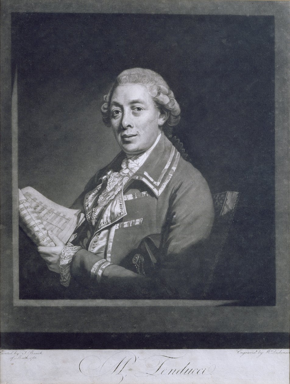 Retrato de Giusto Ferdinando Tenducci, castrato italiano, grabado por William Dickinson, 1782 de Thomas Beach