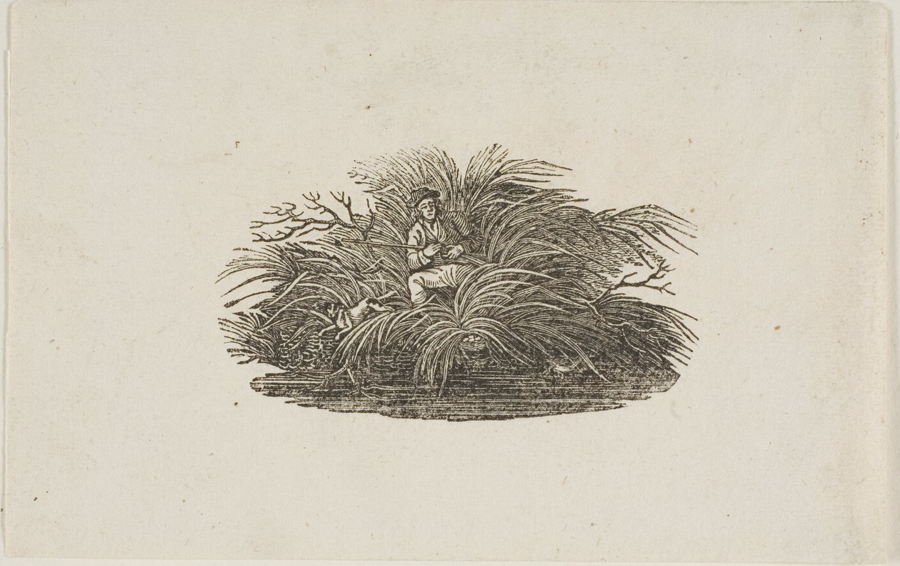 Colofón: Hombre en arbusto de Thomas Bewick