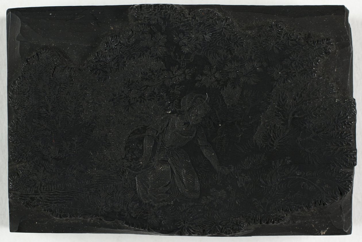 Bloque de madera para mujer recogiendo flores de Thomas Bewick