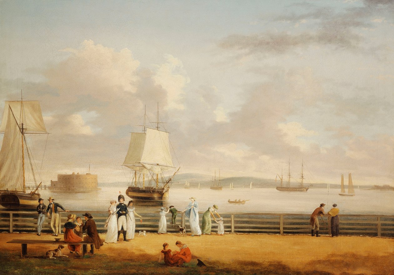 La batería y el puerto, Nueva York, c.1811-1812 de Thomas Birch