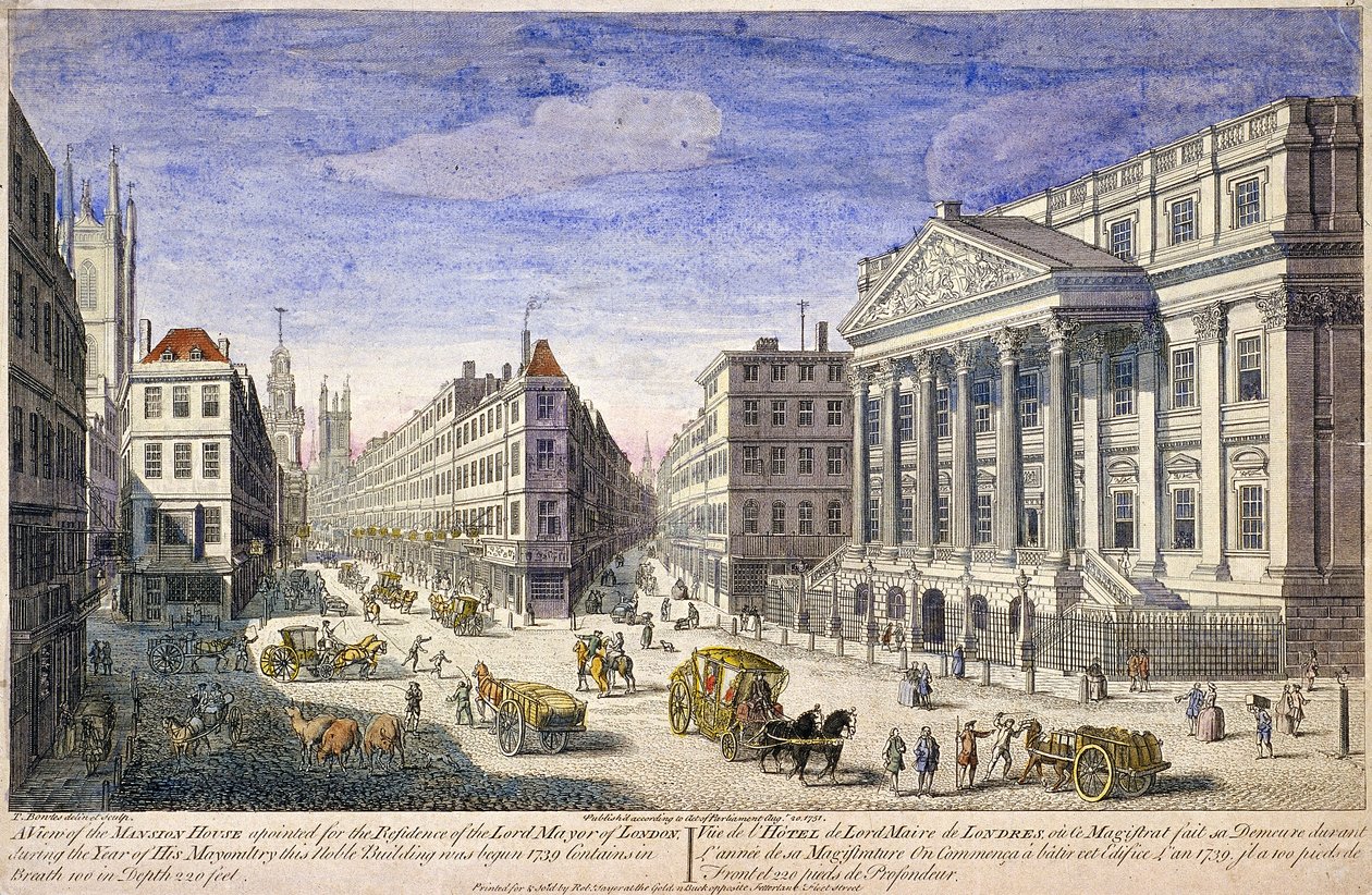 Exterior de Mansion House, Londres, 1751 de Thomas Bowles
