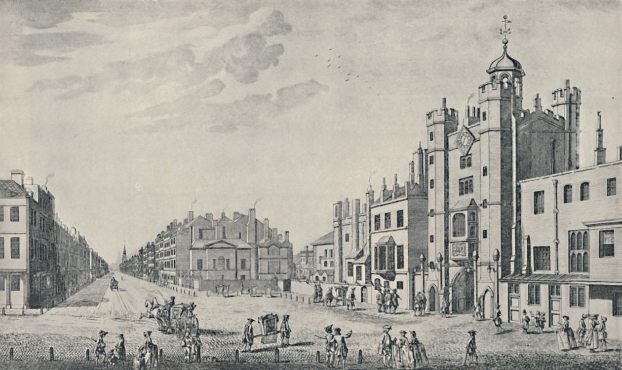 Fuera del Palacio de St. James, Pall Mall, 1740-1760, 1920 de Thomas Bowles