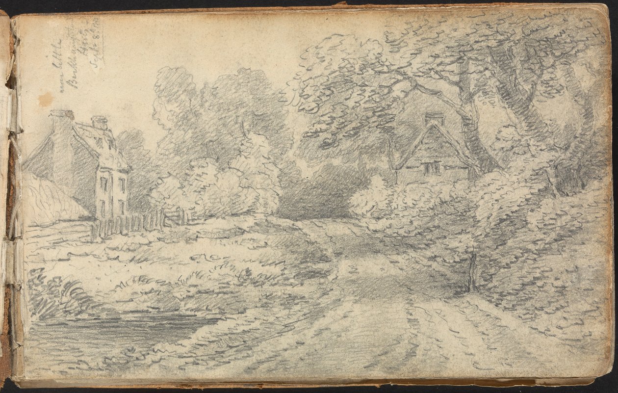 Álbum de estudios de paisajes y figuras: Un camino cerca de Berkhampstead, Hertfordshire. 8 de septiembre de 1811 de Thomas Bradshaw