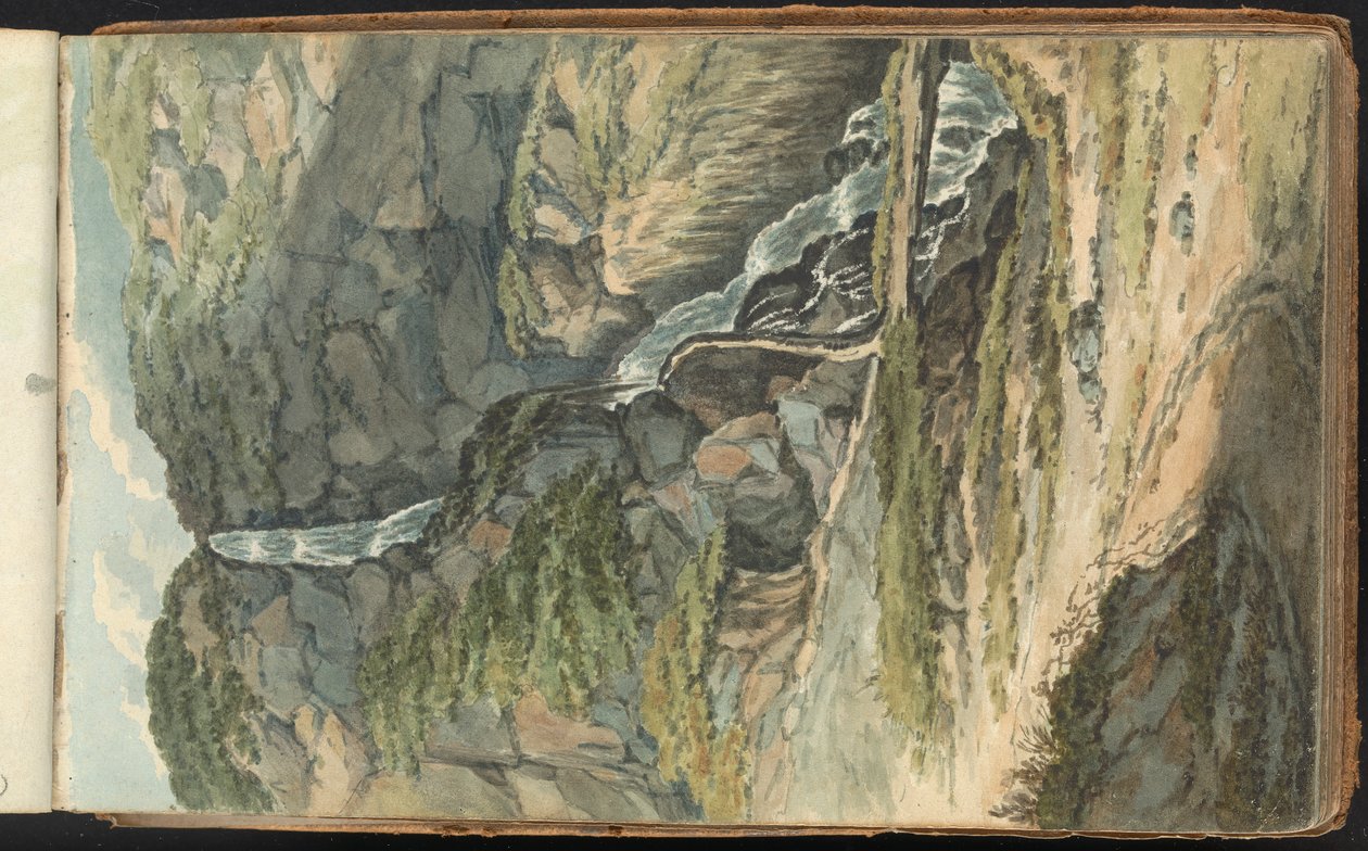 Álbum de estudios de paisajes y figuras. Una cascada de Thomas Bradshaw