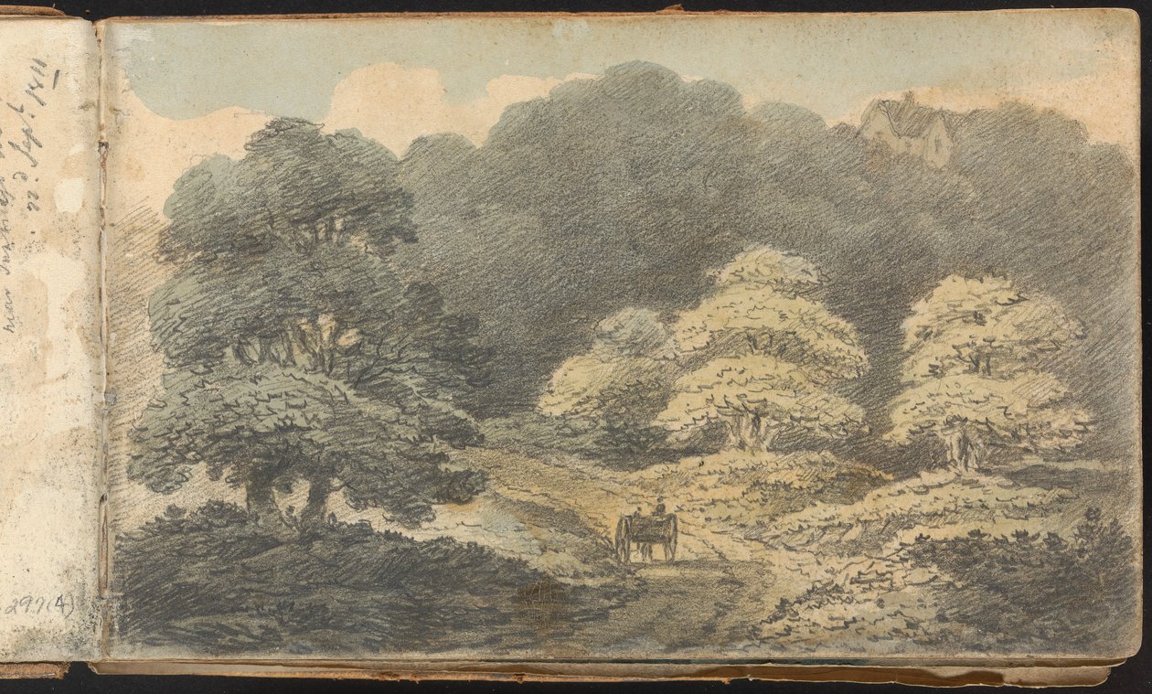 Álbum de Paisajes y Figuras: Escena de paisaje con caballo y carro cerca de Tunbridge Wells de Thomas Bradshaw