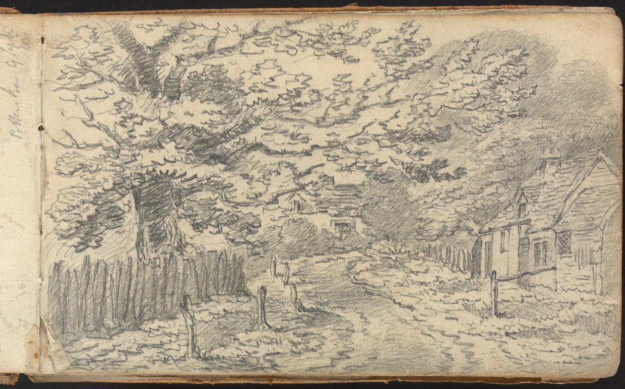 Álbum de estudios de paisajes y figuras: Camino rural cerca de Potten End de Thomas Bradshaw