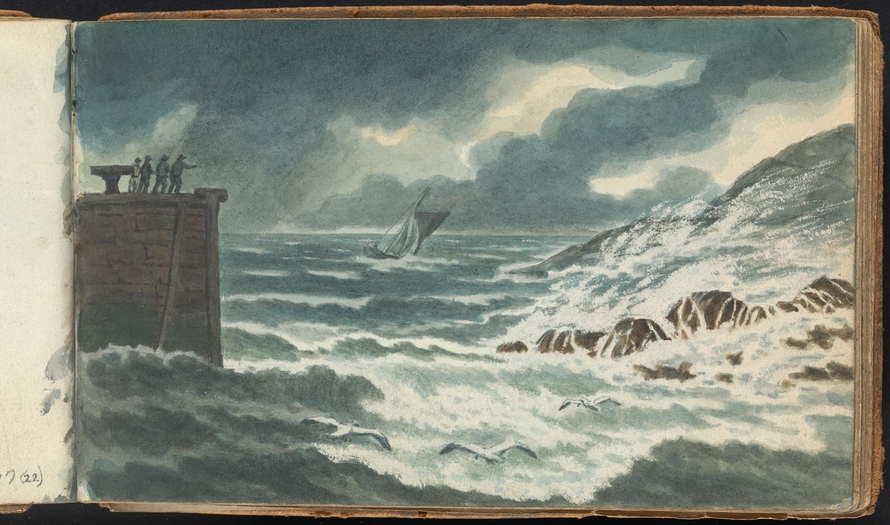 Álbum de estudios de paisajes y figuras: Tormenta en el mar de Thomas Bradshaw