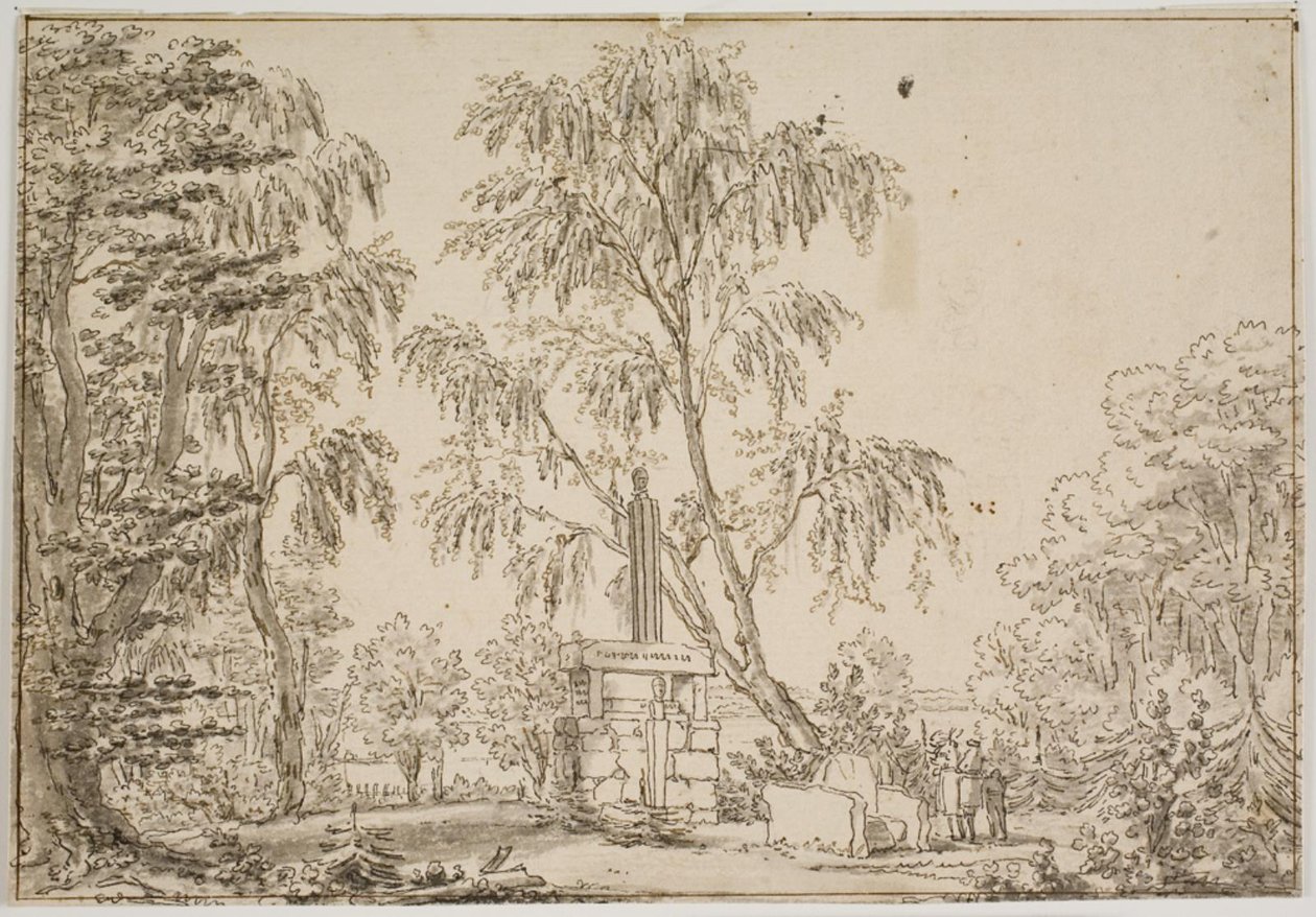 Parte del jardín de Fredensborg con "la antigua florecida" y el lago Esrom al fondo de Thomas Bruun