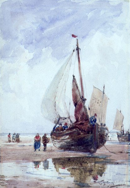 Un barco pesquero varado de Thomas Bush Hardy