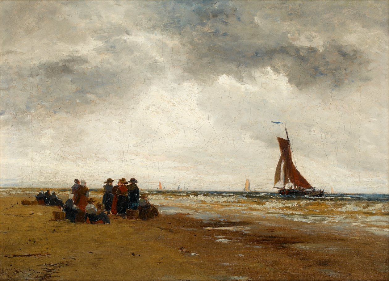 Esperando el regreso de los barcos de pesca, Holanda de Thomas Bush Hardy