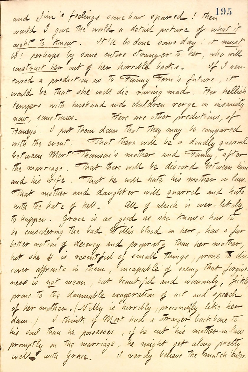 Describe una charla con Jesse Haney sobre Fanny Fern y sus hijas. Transcripción de Thomas Butler Gunn