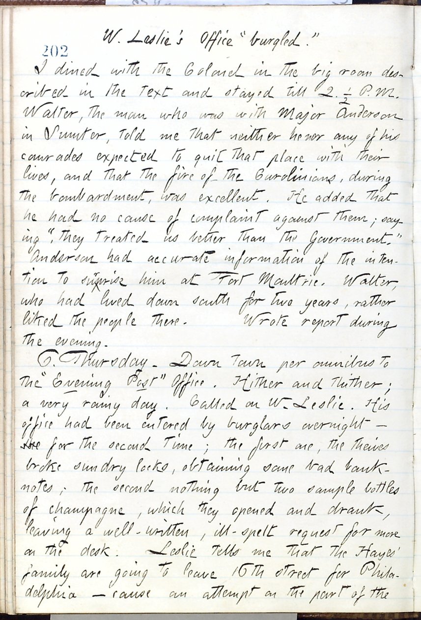 Diarios de Thomas Butler Gunn - Volumen 16, página 224, 5 de junio de 1861 de Thomas Butler Gunn