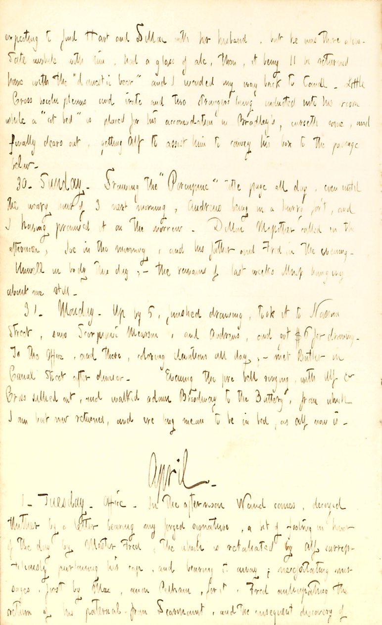 Diarios de Thomas Butler Gunn - Volumen 2, página 70, 29 de marzo-1 de abril de 1851 de Thomas Butler Gunn