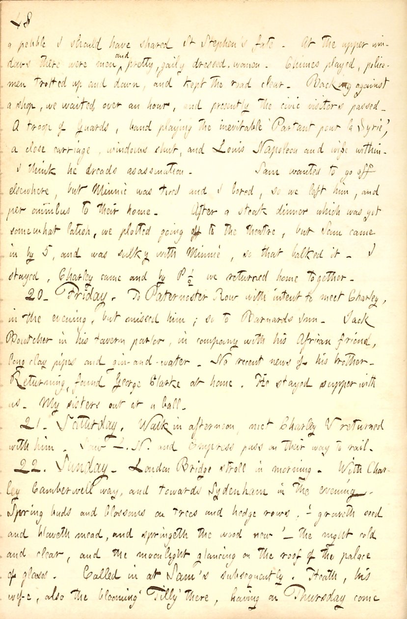Diarios de Thomas Butler Gunn - Volumen 7, página 54, 19-22 de abril de 1855 de Thomas Butler Gunn