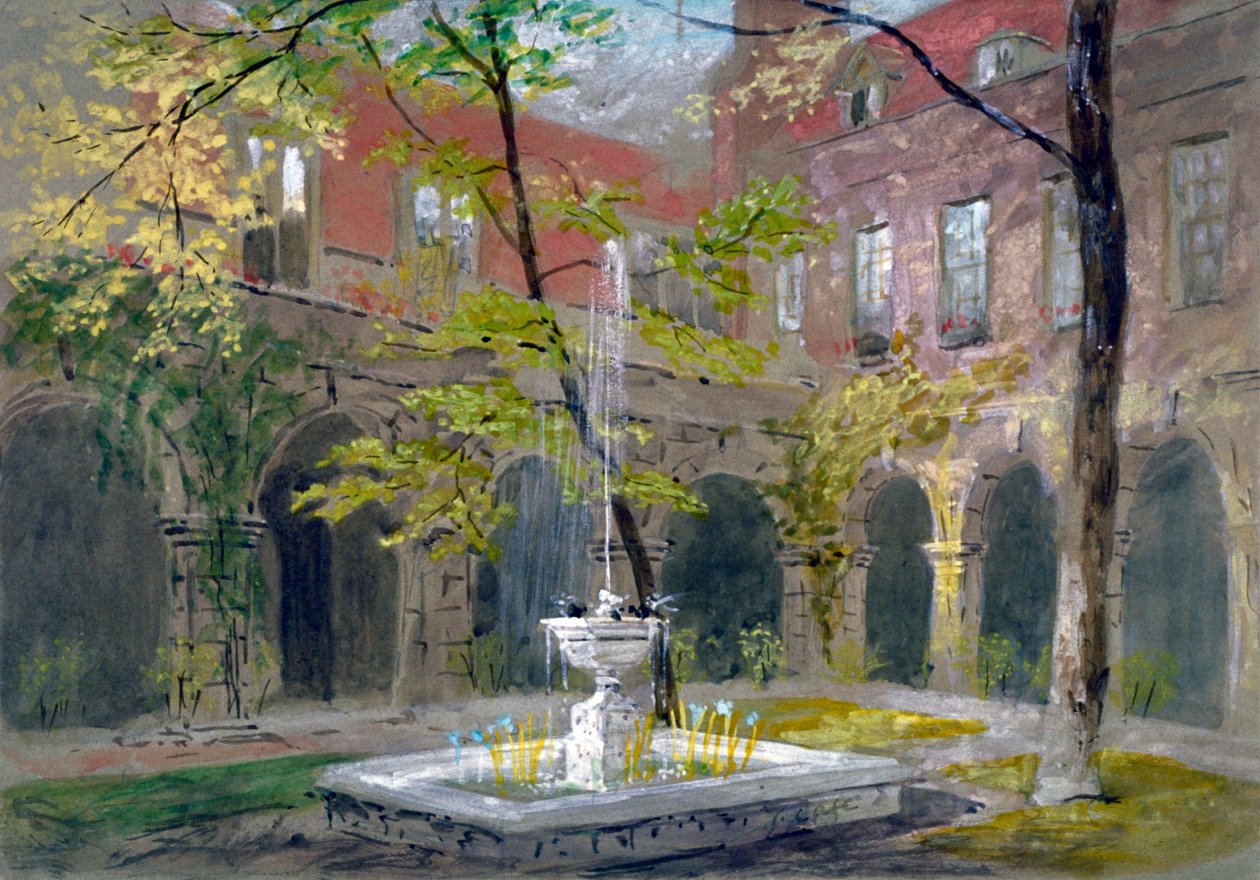 Vista del Pequeño Claustro en la Abadía de Westminster, Londres, c. 1858 de Thomas Cafe