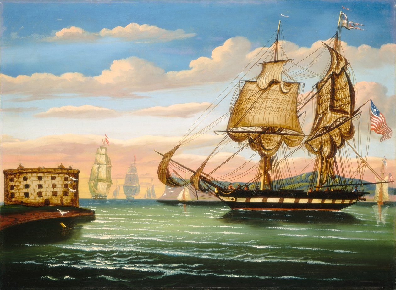 Bahía de Nueva York, puesta de sol de Thomas Chambers