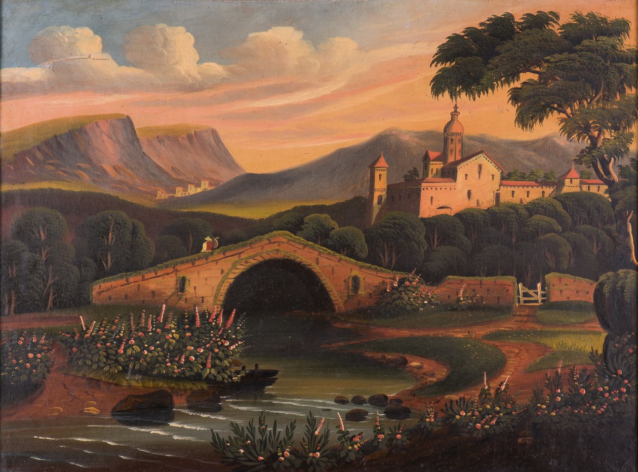Escena italiana con puente, 1840-1860 de Thomas Chambers