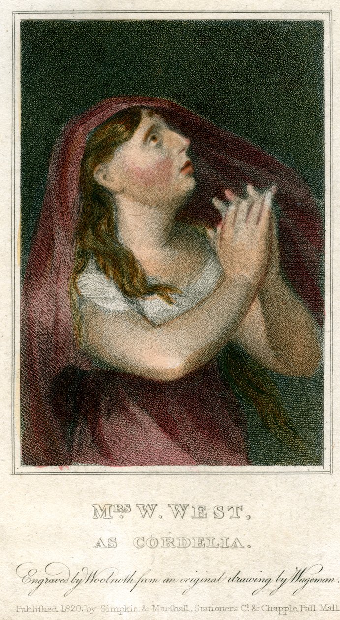 Sra. W West como Cordelia, 1820 de Thomas Charles Wageman