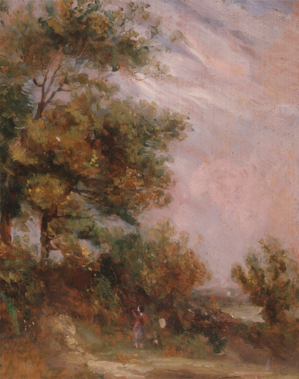 Paisaje con árboles y una figura de Thomas Churchyard