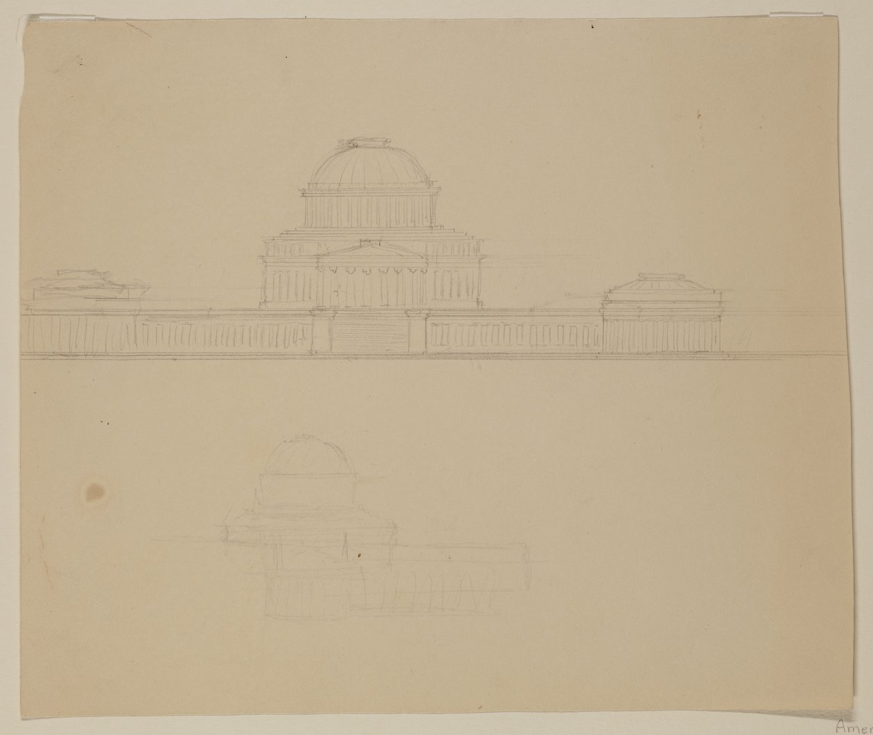 Elevación de la Casa del Estado de Ohio, c.1838 de Thomas Cole