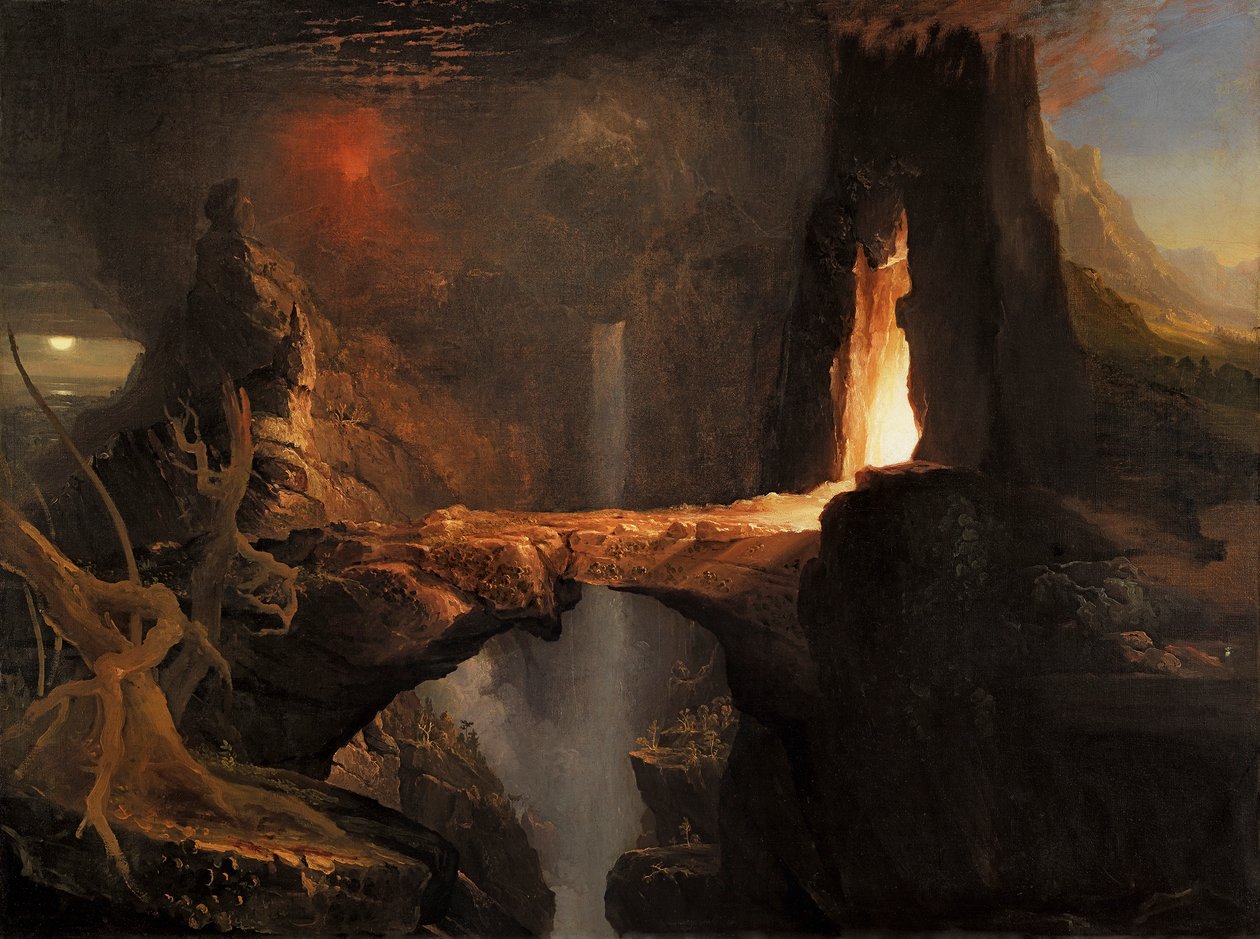 Expulsión. Luna y luz de fuego de Thomas Cole