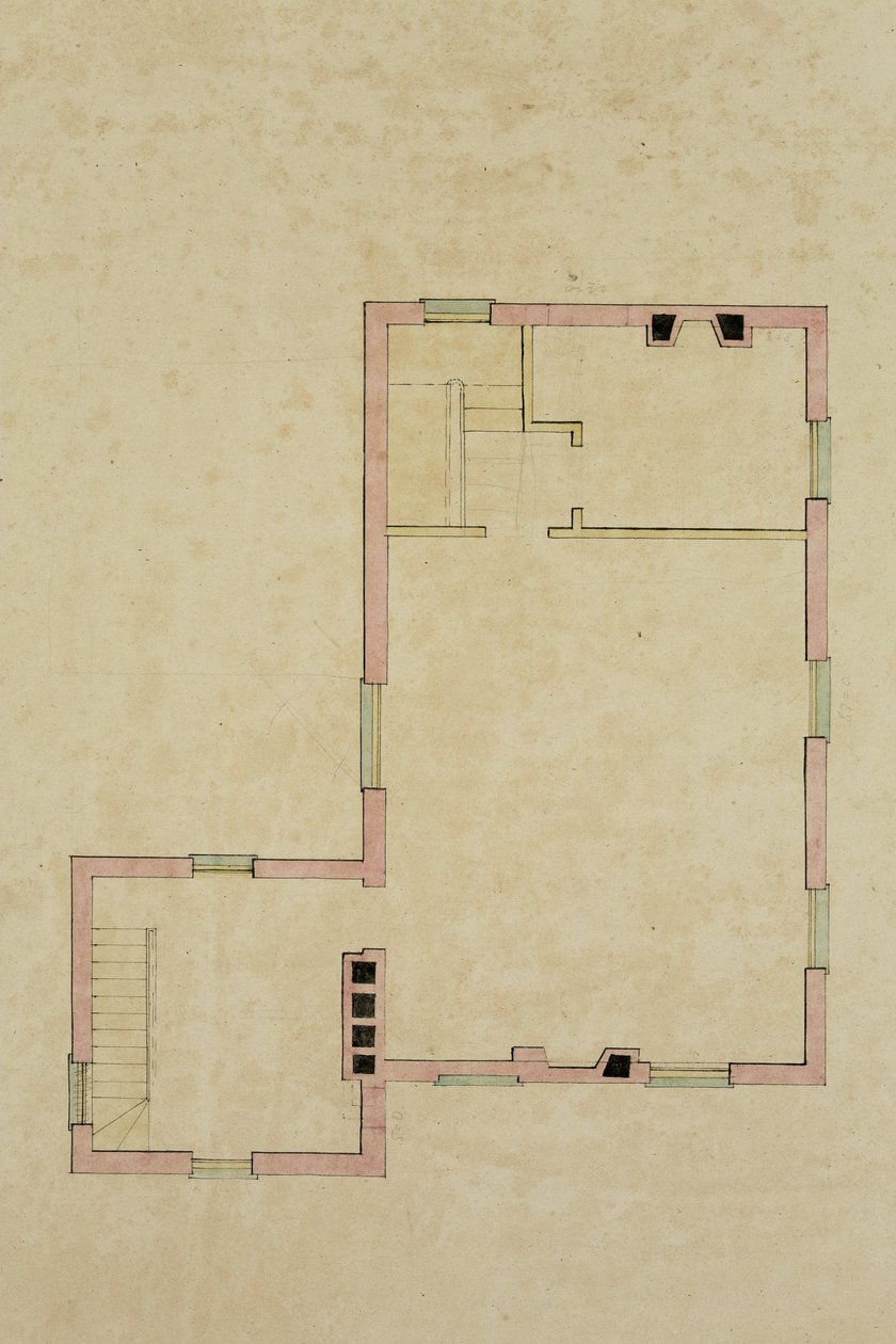 Plano del segundo piso de la villa propuesta en Catskill de Thomas Cole