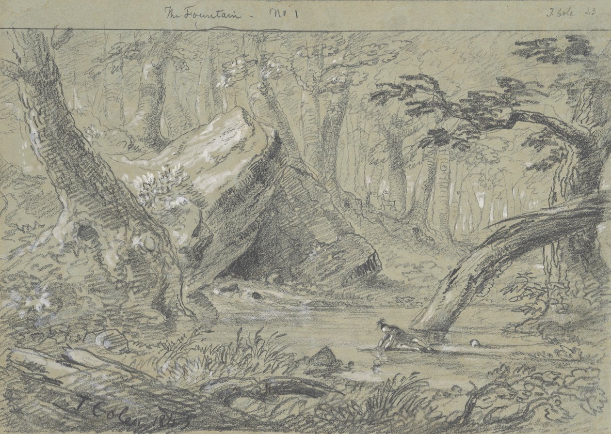 La Fuente, No. 1: El Indio Herido Sacia Su Sed de Muerte de Thomas Cole