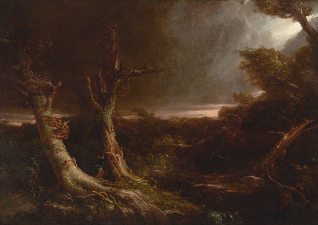 Tornado en un bosque estadounidense de Thomas Cole