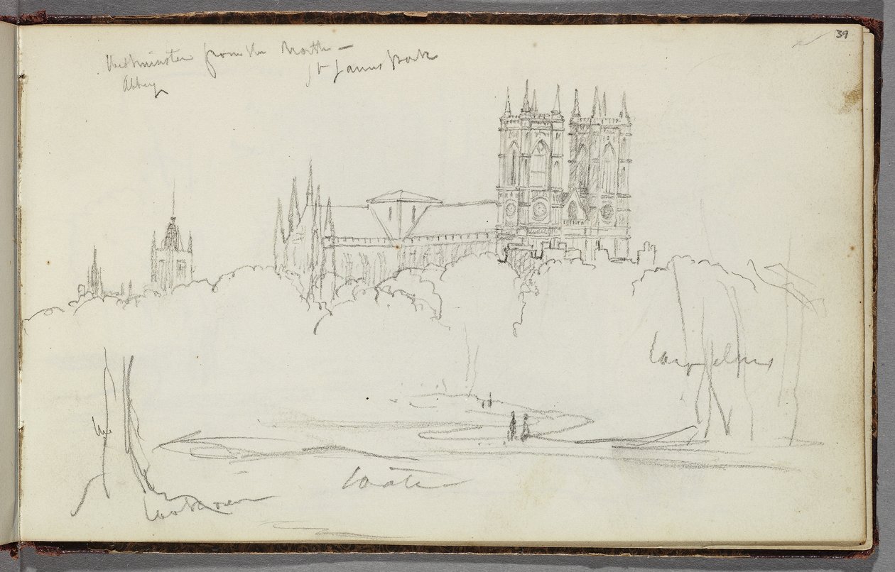 Abadía de Westminster desde el norte, St. James Park, c.1830 de Thomas Cole
