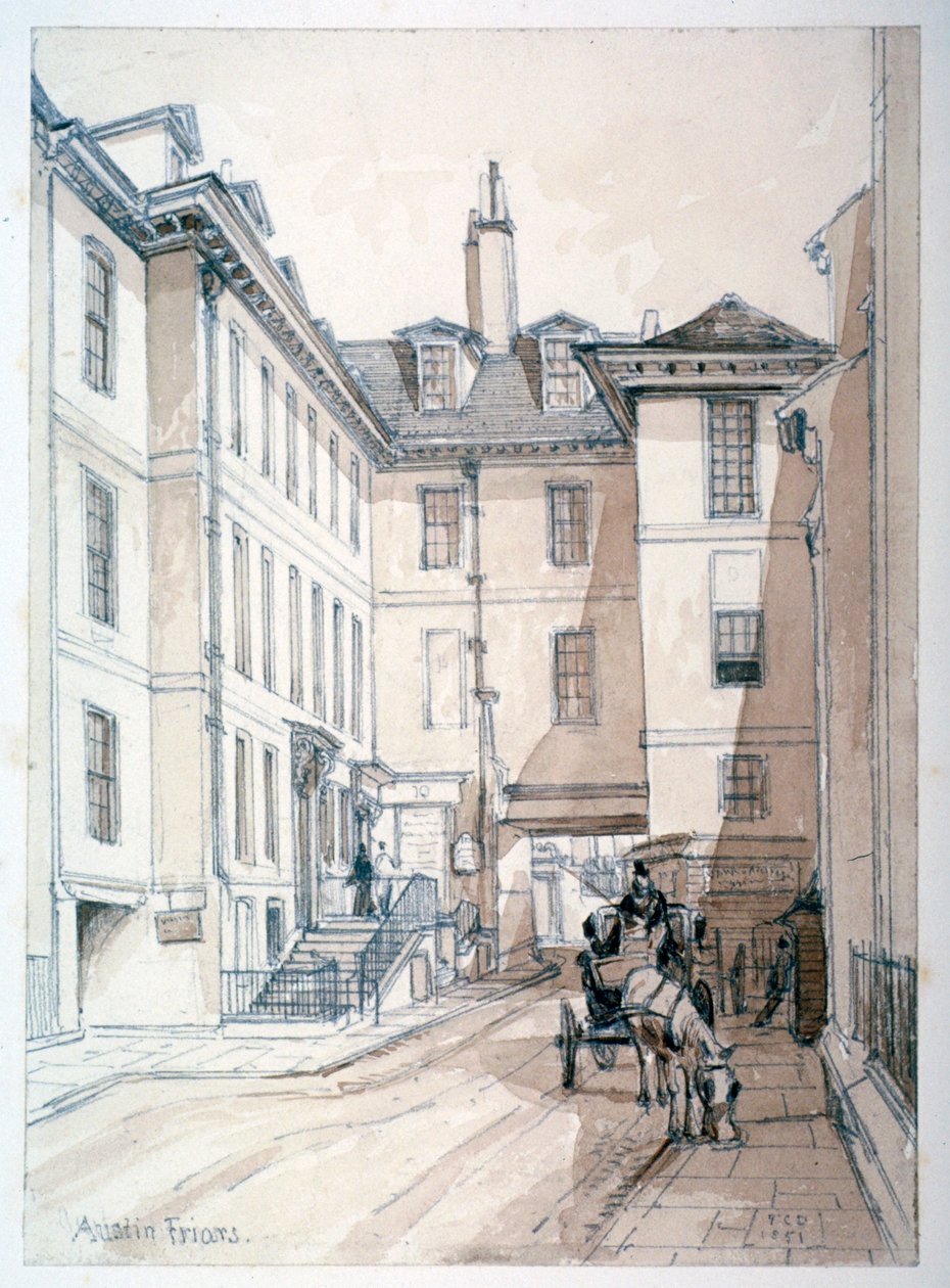 Calle Austin Friars, Ciudad de Londres, 1851 de Thomas Colman Dibdin