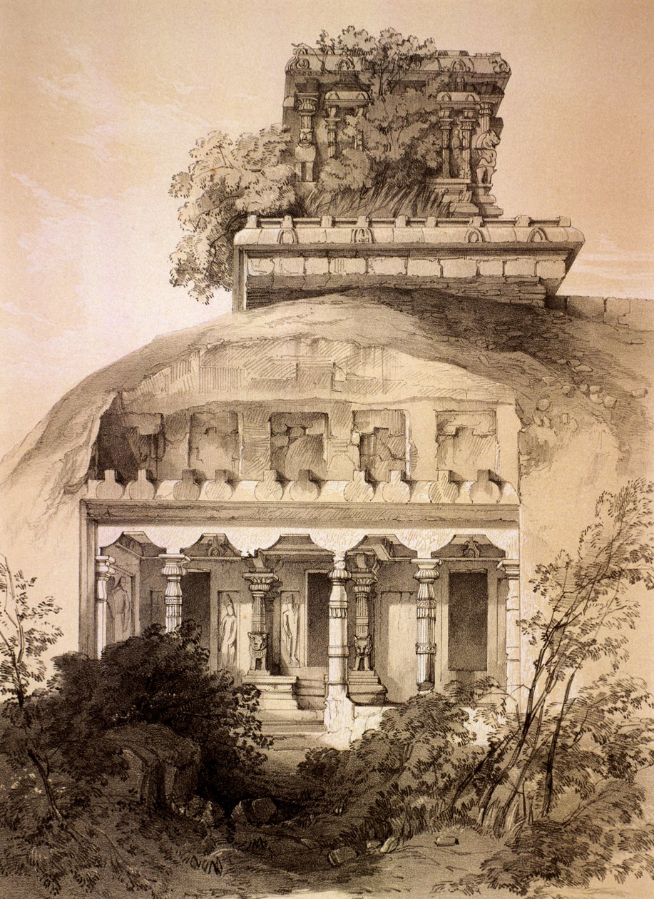 Cueva con Vimana Estructural, Mahavellipore de Thomas Colman Dibdin