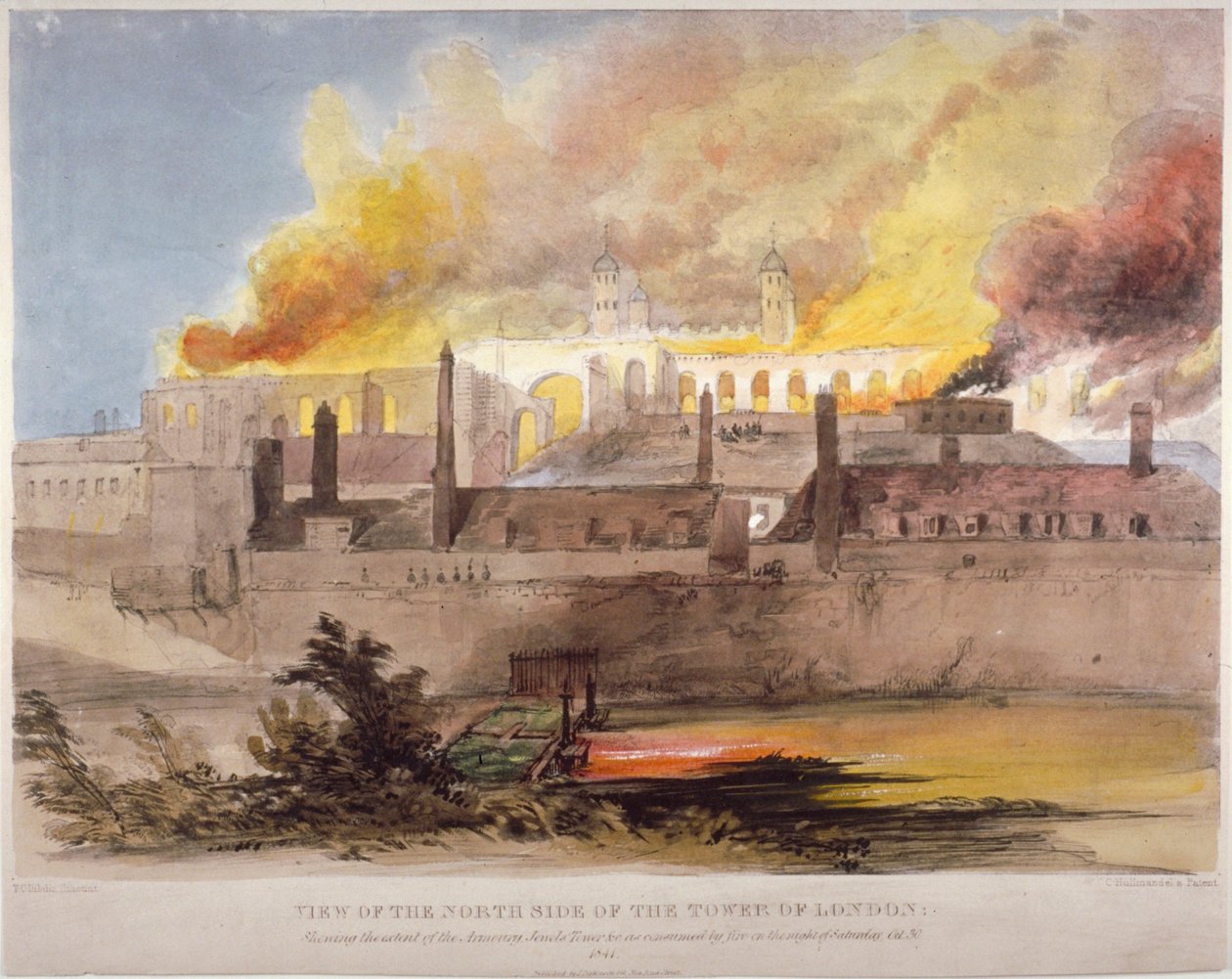 Incendio en la armería de la Torre de Londres, 30 de octubre de 1841 de Thomas Colman Dibdin
